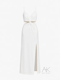 Robe longue cérémonie blanche à découpes