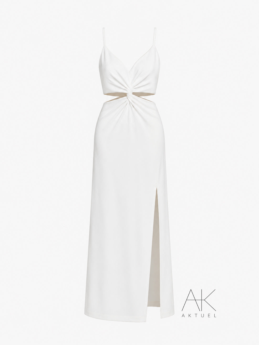 Robe longue cérémonie blanche à découpes