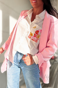 Chemise blanche à poche brodée