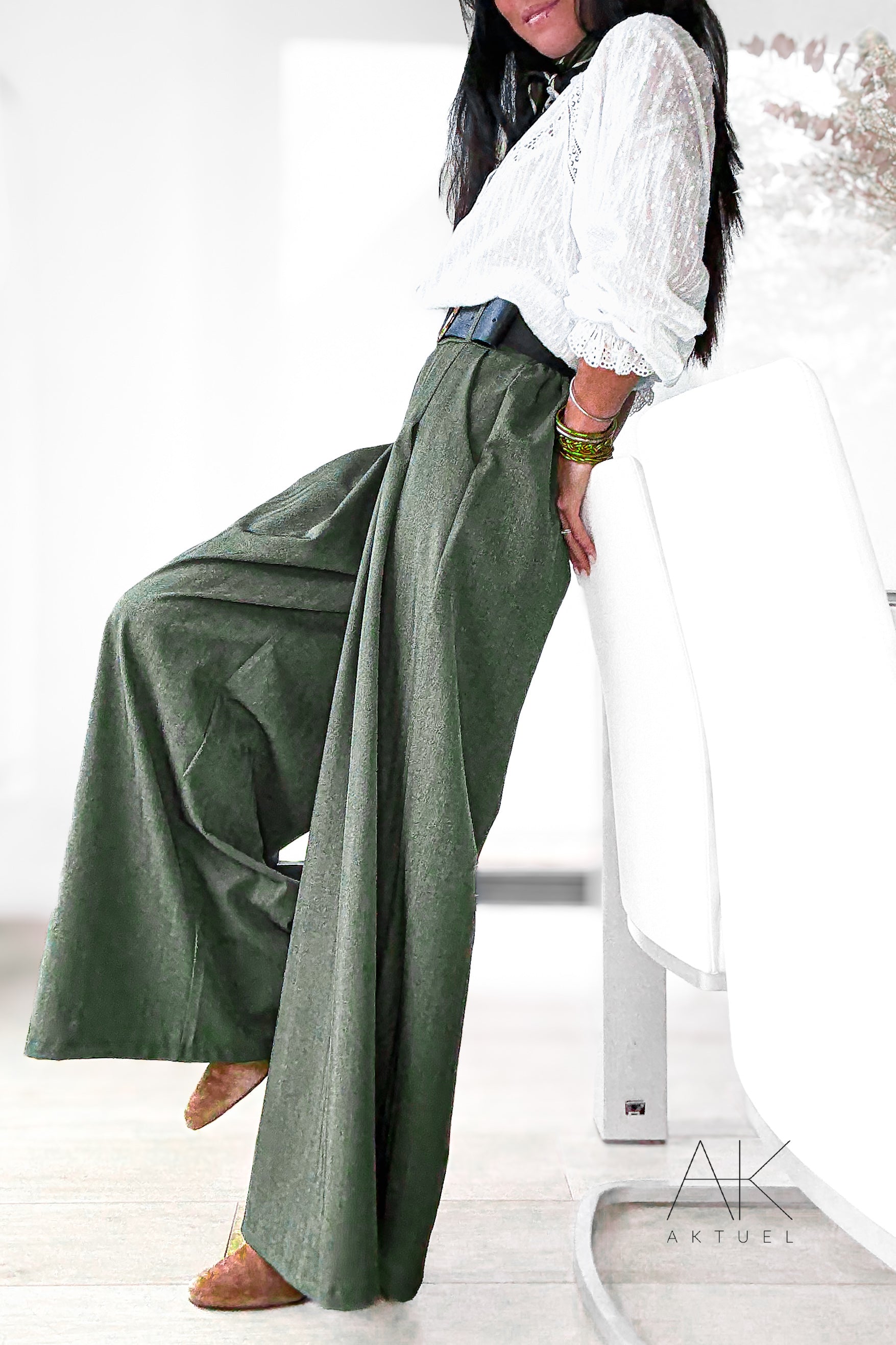 Pantalon kaki ceinturé