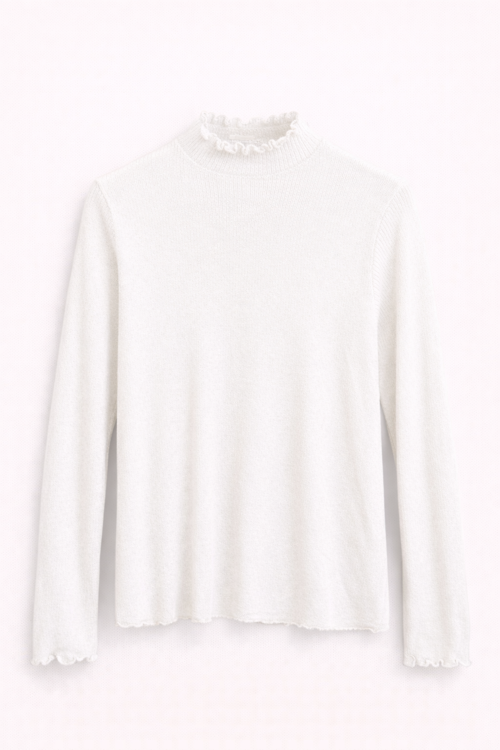 Pull fin blanc col froncé