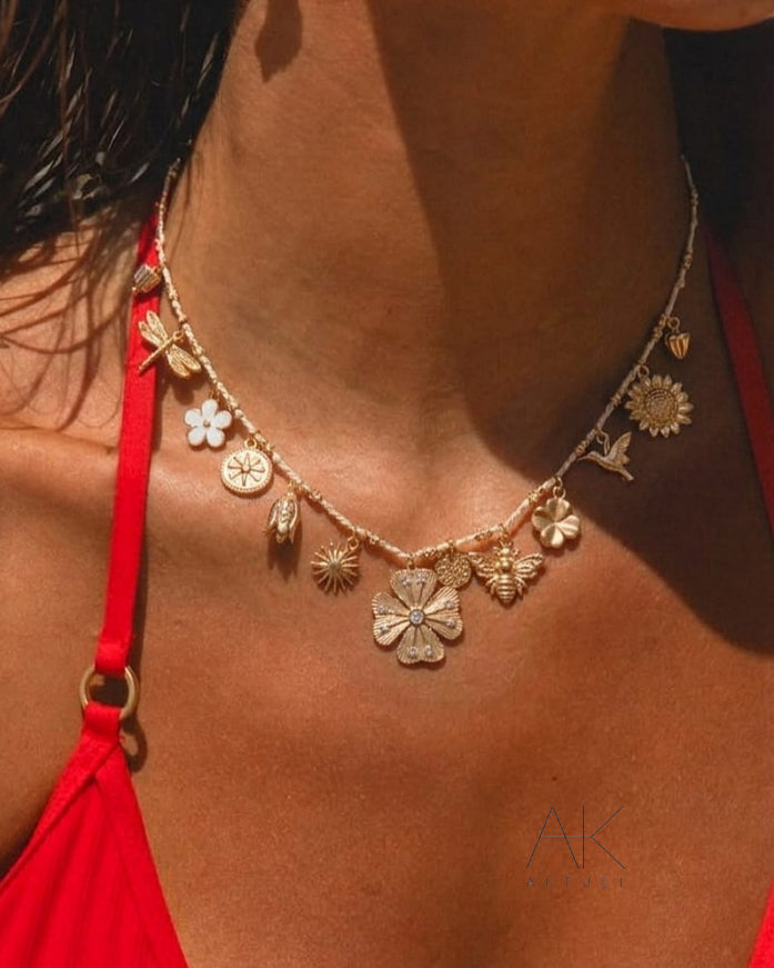 Collier Breloques chance Bohème Doré