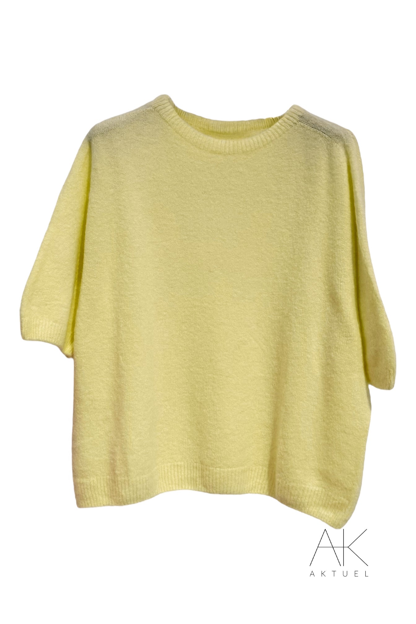 Pull jaune alpaga à manches courtes