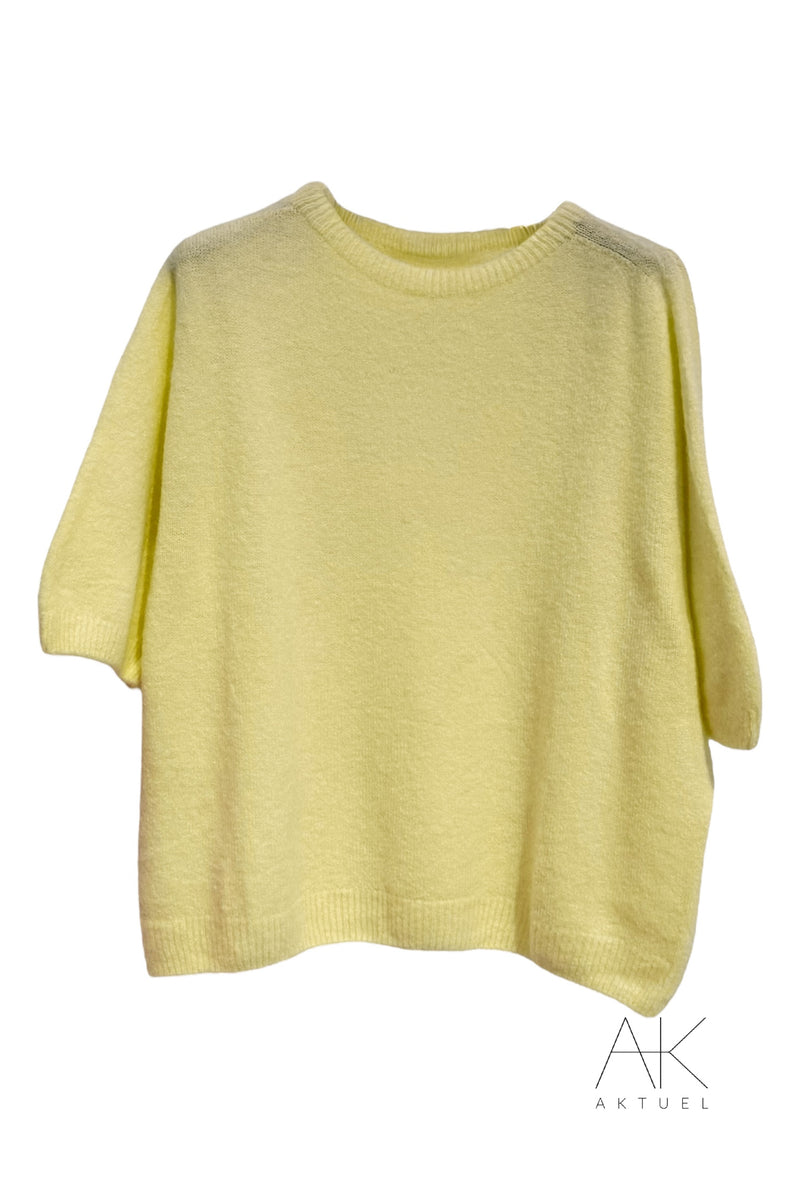 Pull jaune alpaga à manches courtes