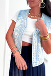 Gilet brodé en denim