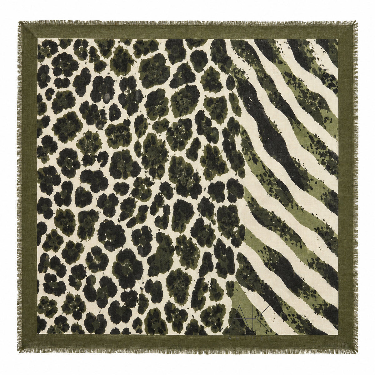 Foulard mix léopard et zèbre vert