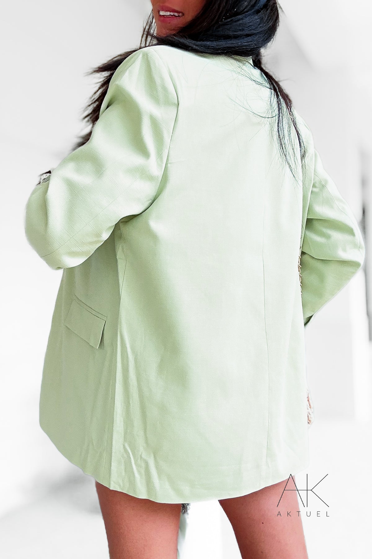 Blazer oversize vert pastel
