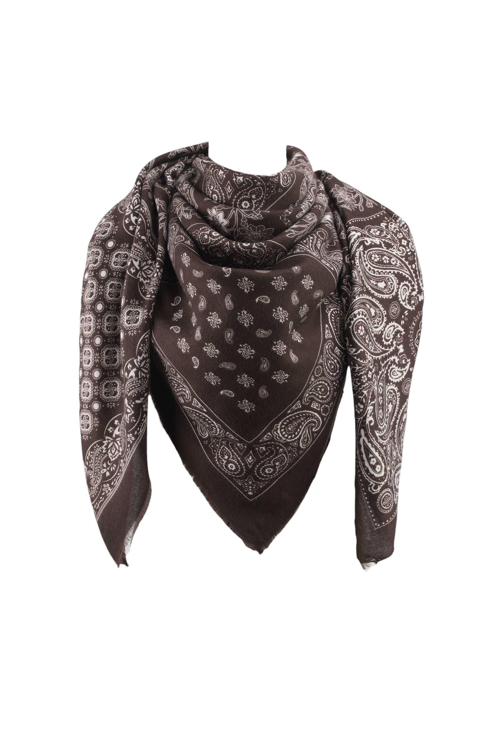 Foulard carré marron à motif bandana