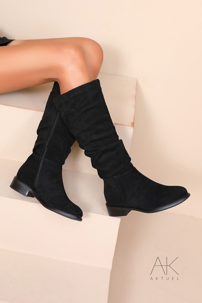Bottes plates suédine noir