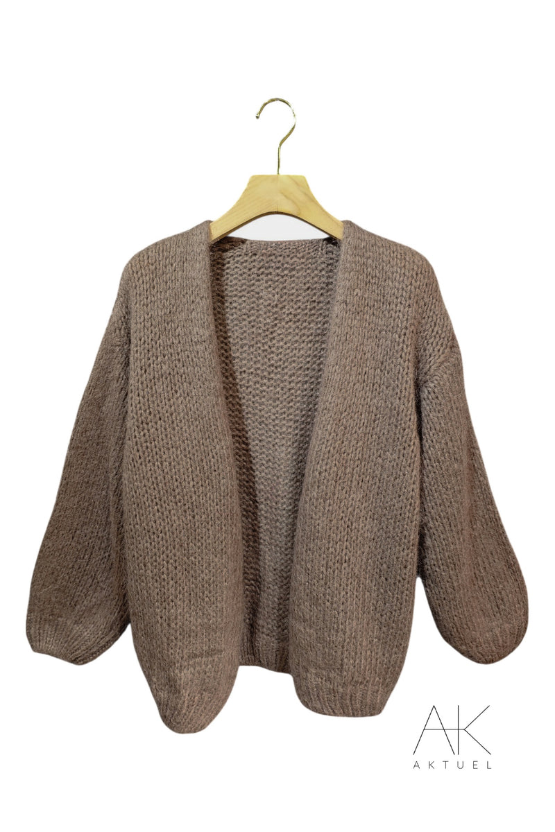 Gilet en grosse maille taupe