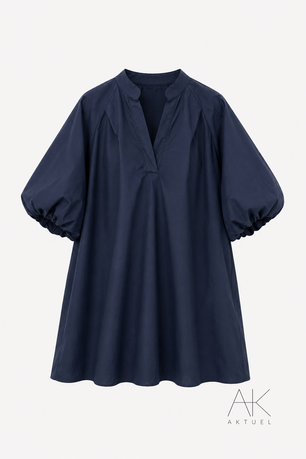 Robe courte manches ballon bleu marine