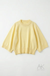 Pull manches 3/4 jaune pastel