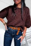 Pull chocolat mohair à manches courtes