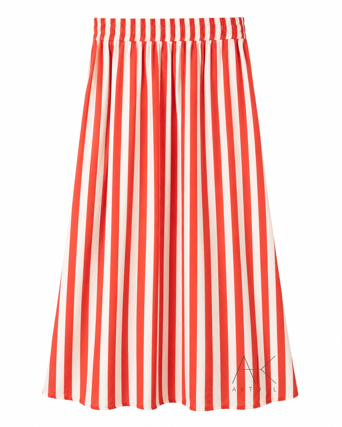 Ensemble jupe jaune à rayures corail