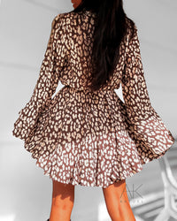 Robe patineuse léopard marron et beige