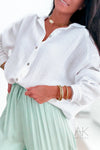 Chemise manches longues ample en gaze de coton blanc