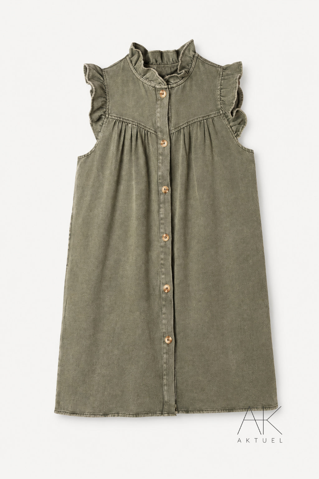 Robe Chemise Volants kaki