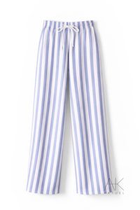Pantalon rayé bleu et blanc