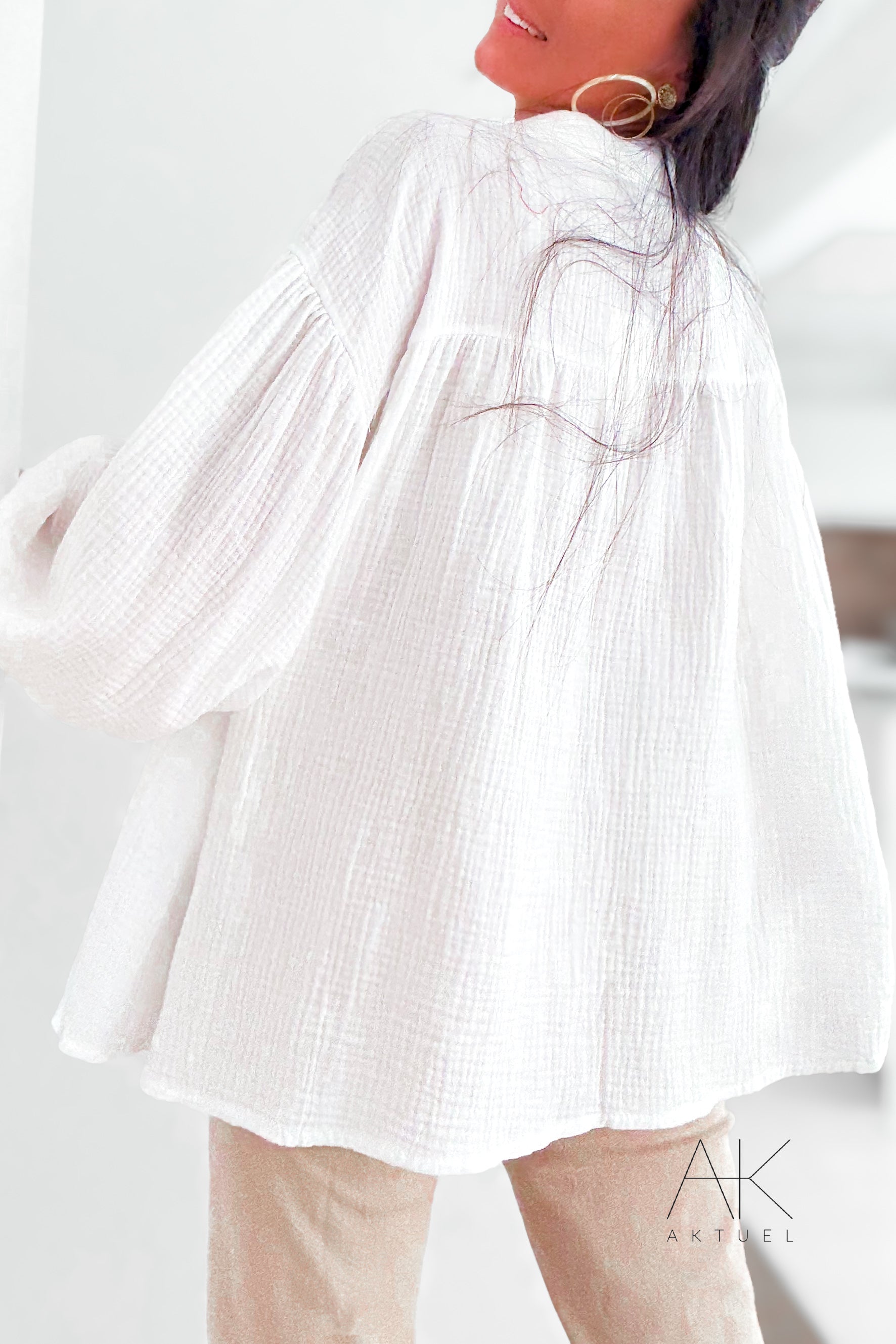 Chemise en gaze de coton palmiers dorés