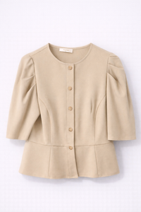 Blouse beige structurée manches bouffantes