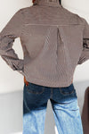 Chemise rayée marron et blanche