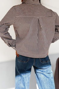 Chemise rayée marron et blanche