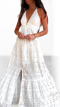 Robe longue broderie anglaise blanche