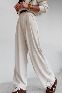 Pantalon beige à pinces fluide