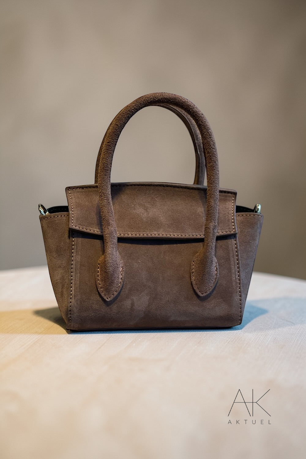 Sac mini city en cuir suédé marron