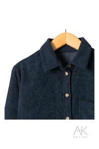 Surchemise en velours côtelé bleu marine