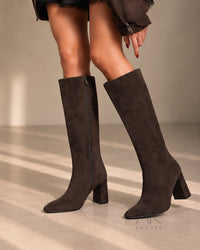 Bottes hautes suédine marron