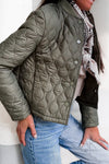 Veste matelassée kaki à col rond