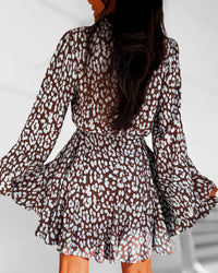 Robe patineuse léopard bleu et marron