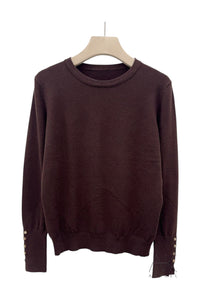 Pull fin col rond chocolat