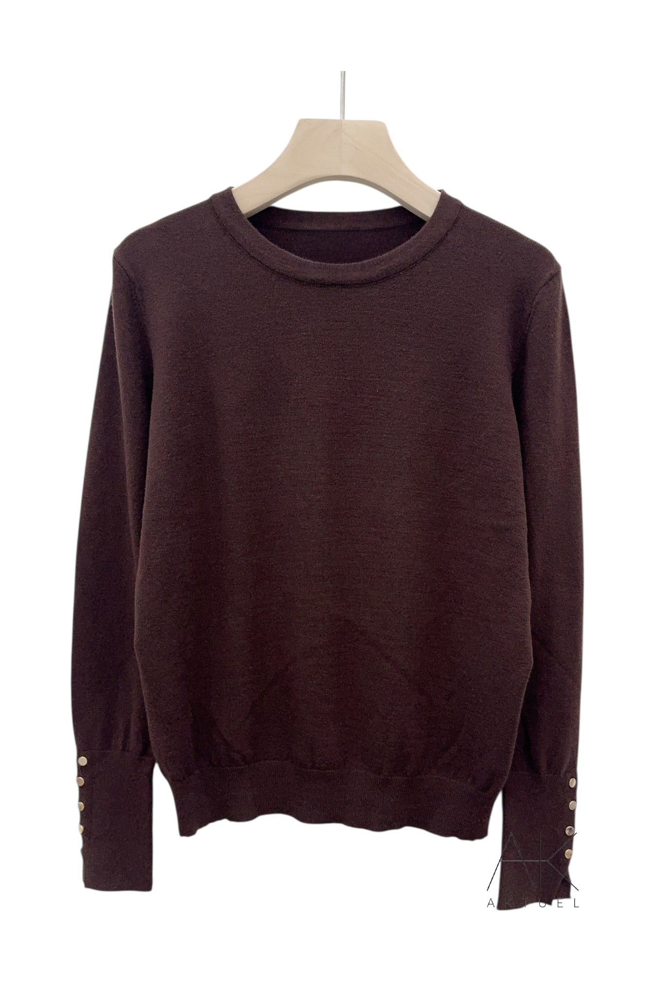 Pull fin col rond chocolat