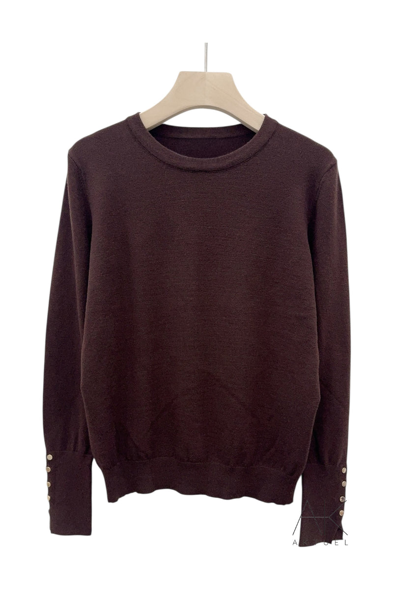 Pull fin col rond chocolat