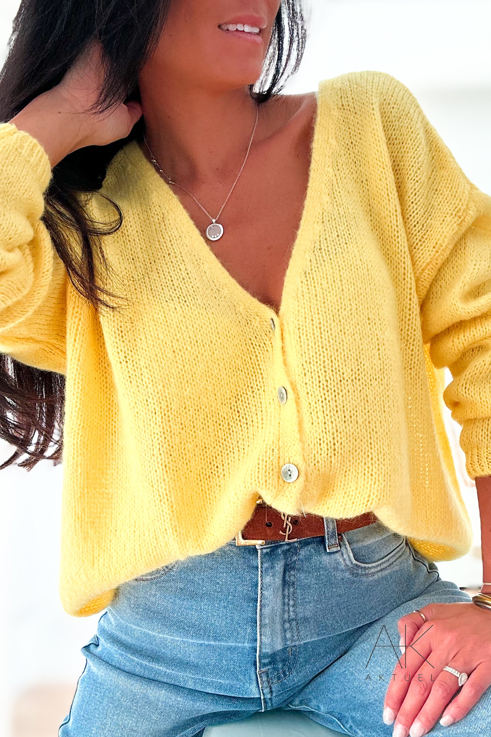 Gilet / Cardigan Mohair Jaune
