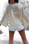 Blouse ajouré en maille broche soleil beige