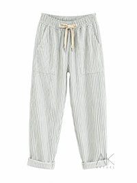 Pantalon rayé vert d’eau