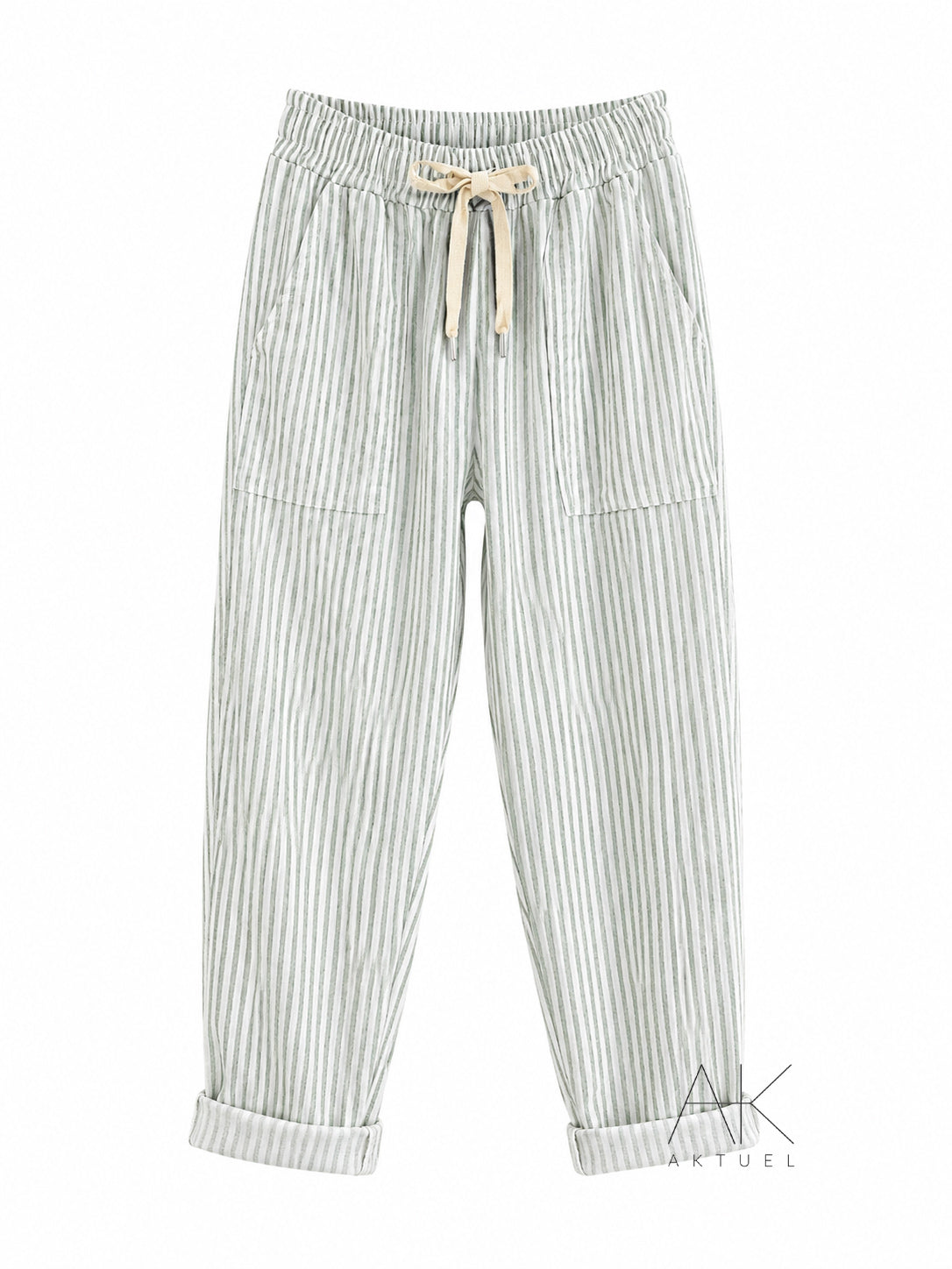 Pantalon rayé vert d’eau
