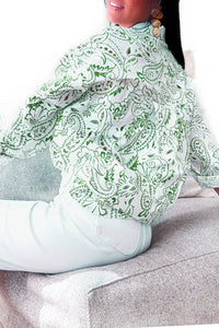 Chemise imprimée vert et blanc oversize