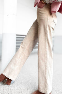 Jean wide leg en velours beige