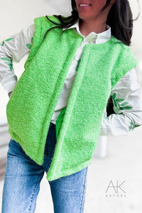 Gilet sans manches texturé vert