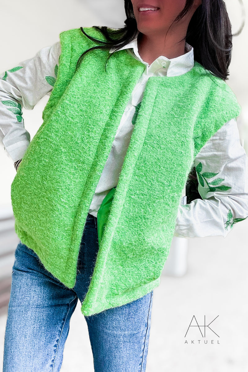 Gilet sans manches texturé vert