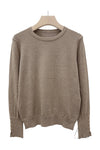 Pull fin col rond taupe