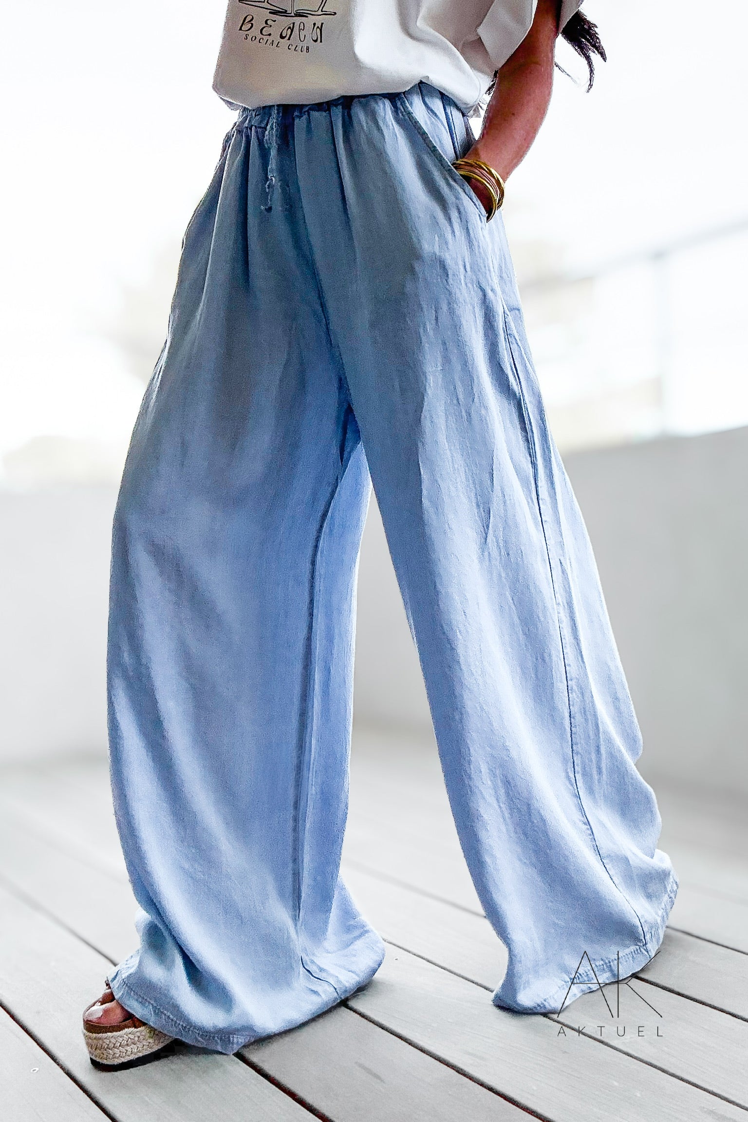 Pantalon large en denim fluide
