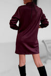 Robe droite en daim bordeaux à poches