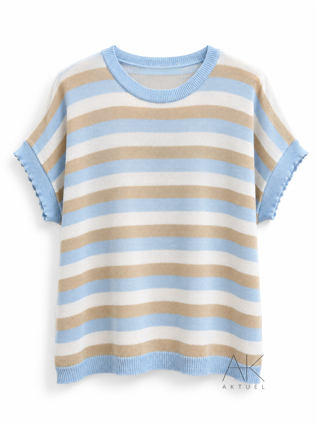 Pull fine maille rayée bleu pastel