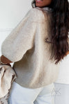 Pull beige alpaga à manches courtes