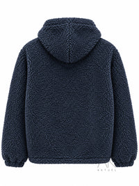 Veste Polaire moutonnée à capuche zippée bleu marine